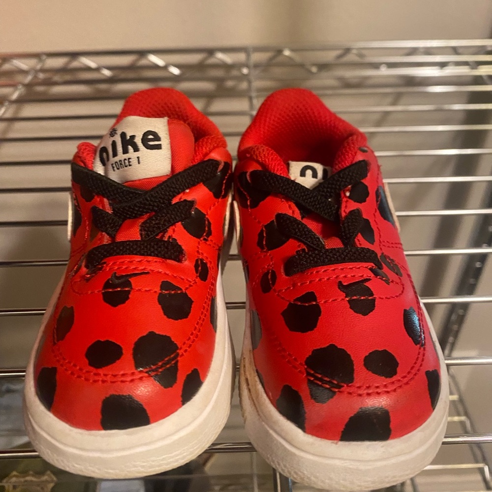 Nike Kids Red and Black Polka Dot Sneakers